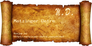 Metzinger Detre névjegykártya